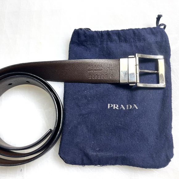 Prada Saffiano Leather Reversible Belt - Picture 1 of 8